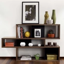 Boekenkast Lisbon 1 - Walnoot/zwart