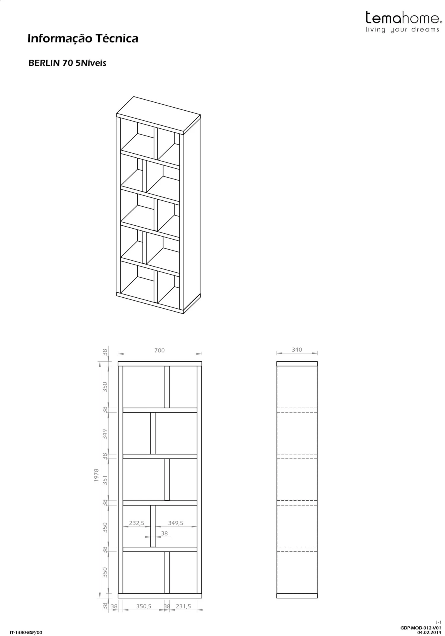Opbergrek Berkeley 70 Cm 5 Niveaus - Eikfineer 4 Opbergrek Berkeley 70 Cm 5 Niveaus - Eikfineer - Afbeelding 2