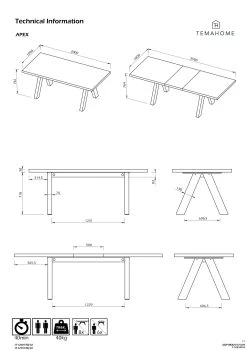 Uitschuifbare Eettafel Alex -Songmics Winkel 9500.613173 Apex Concrete and Black 7 ffb9