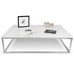 Salontafel Prairie - Wit Marmer/chroom -Songmics Winkel 9500.624919 Prairie 120 white marble with chrome feet 3 3893