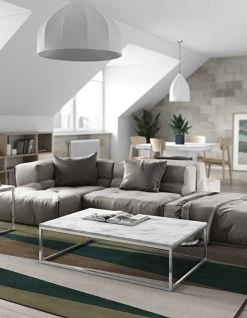 Salontafel Prairie - Wit Marmer/chroom -Songmics Winkel 9500.624919 Prairie 120 white marble with chrome feet 6 285b