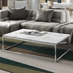 Salontafel Prairie - Wit Marmer/chroom