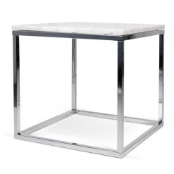 Bijzettafel Prairie - Wit Marmer/chroom -Songmics Winkel 9500.625053 Prairie50 white marble Top chrome legs 1 d252