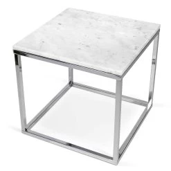Bijzettafel Prairie - Wit Marmer/chroom -Songmics Winkel 9500.625053 Prairie50 white marble Top chrome legs 3 3b06