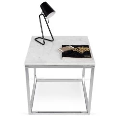 Bijzettafel Prairie - Wit Marmer/chroom -Songmics Winkel 9500.625053 Prairie50 white marble Top chrome legs 4 c0ae