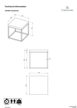 Bijzettafel Prairie - Wit Marmer/chroom -Songmics Winkel 9500.625053 Prairie50 white marble Top chrome legs 8 9356