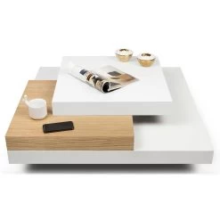 Salontafel Selena 90x90 - Wit/eik -Songmics Winkel 9500.625237 Slate white oak 3 ff3c