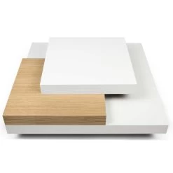 Salontafel Selena 90x90 - Wit/eik -Songmics Winkel 9500.625237 Slate white oak 7 ef26
