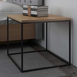 Bijzettafel Gleam 50x50 - Eik/staal