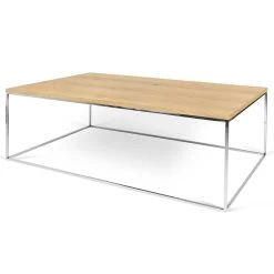 Salontafel Gleam 120x75 - Eik/chroom -Songmics Winkel 9500.626678 Gleam 120 oak chrome legs 3 b499