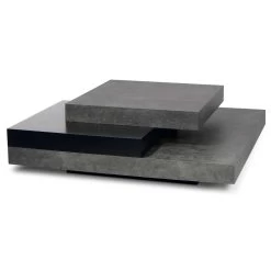 Salontafel Slato 90x90 Met 3 Niveaus - Beton/zwart -Songmics Winkel 9500.627132 Slate CoffeeTable Concrete and Black 2 37fe
