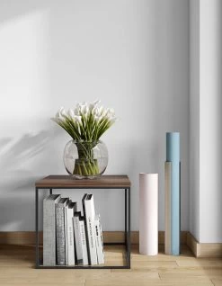 Bijzettafel Gleam 50x50 - Walnoot/staal -Songmics Winkel 9500.628788 Gleam 50 Walnut Black Steel 7 a57e