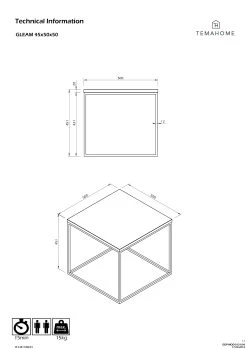 Bijzettafel Gleam 50x50 - Walnoot/staal -Songmics Winkel 9500.628788 Gleam 50 Walnut Black Steel 8 6b9a