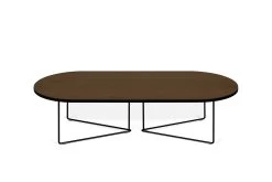 Salontafel Adil 136cm - Walnoot/zwart -Songmics Winkel 9500.629709 Oval Walnut Black Edges and Black Steel 1 d12c