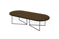 Salontafel Adil 136cm - Walnoot/zwart -Songmics Winkel 9500.629709 Oval Walnut Black Edges and Black Steel 2 6d80