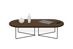 Salontafel Adil 136cm - Walnoot/zwart -Songmics Winkel 9500.629709 Oval Walnut Black Edges and Black Steel 3 9bce