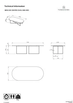 Salontafel Adil 136cm - Walnoot/zwart -Songmics Winkel 9500.629709 Oval Walnut Black Edges and Black Steel 7 f9c9