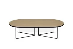 Salontafel Adil 136cm - Lichte Eik/zwart -Songmics Winkel 9500.629730 Oval Light Oak Black Edges and Black Steel 1 9ad2