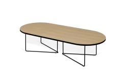 Salontafel Adil 136cm - Lichte Eik/zwart -Songmics Winkel 9500.629730 Oval Light Oak Black Edges and Black Steel 2 9e5a