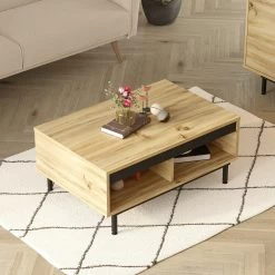 Locelso Salontafel | Eiken Zwart Afwerking | Metalen Poten -Songmics Winkel 956LCS1222 20 202 fa2c