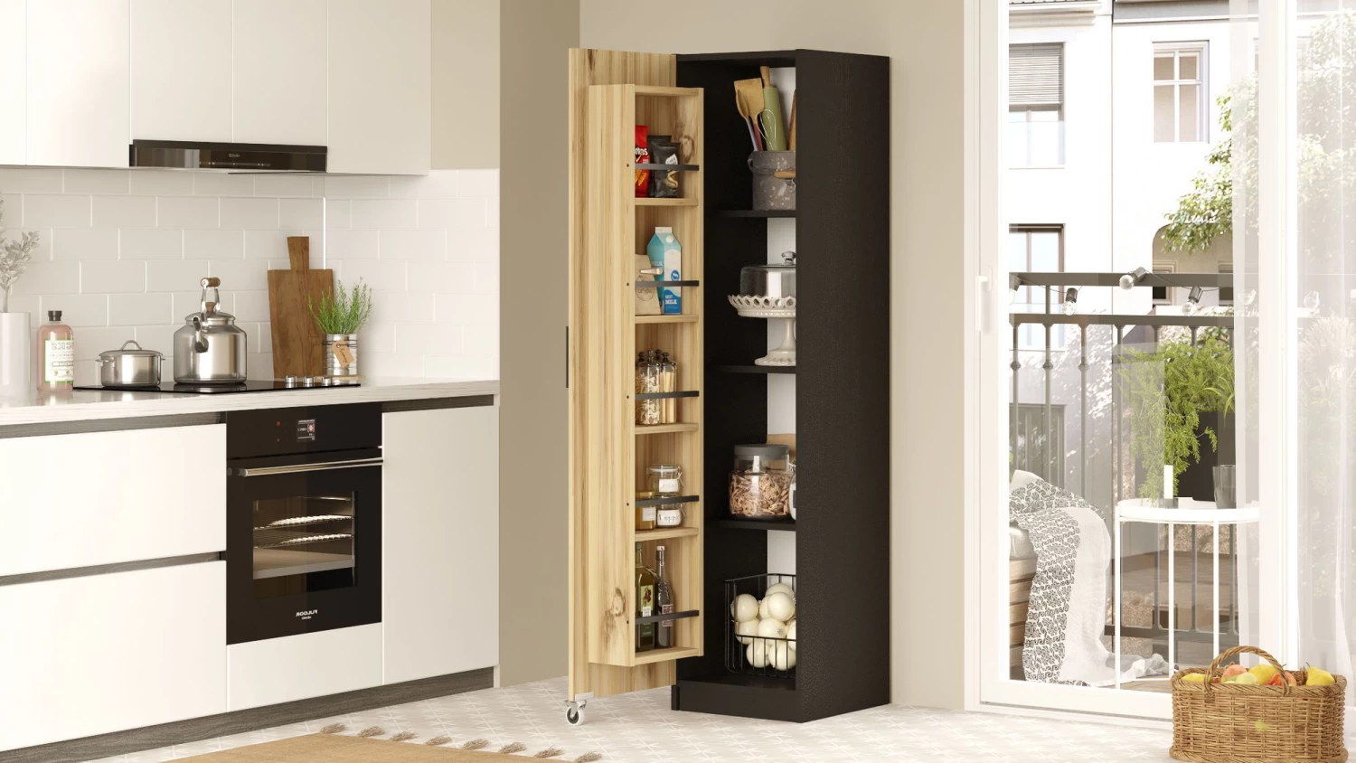 Multifunctionele Kast Locelso | 44,3 X 41,7 X 176,4 Cm | Black Walnut 7 Multifunctionele Kast Locelso | 44,3 X 41,7 X 176,4 Cm | Black Walnut - Afbeelding 5