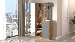 Elegante En Ruimtebesparende Halstandaard | Melamine Coating | Atlantic Pine Antraciet -Songmics Winkel 956LCS2806 3 819f