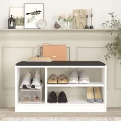 Erika Schoenenkast | 100% Melamine Gecoat | 18mm Dikte | PU Leer | Wit