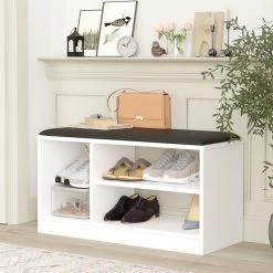 Erika Schoenenkast | 100% Melamine Gecoat | 18mm Dikte | PU Leer | Wit -Songmics Winkel 956LCS3401 20 202 baf9