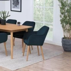 Armstoel Hermeline - Donkerblauw/eik