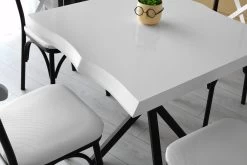 Witte Melamine Gecoate Eettafel Met Metalen Poten -Songmics Winkel 974NMB1159 20 202 6a65