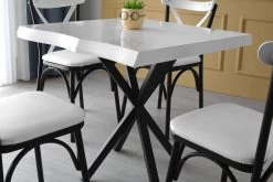Witte Melamine Gecoate Eettafel Met Metalen Poten -Songmics Winkel 974NMB1159 20 203 6c33