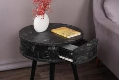 Vella Bijzettafel | Houten Frame | Melamine Bovenblad | 51cm Diameter | Zwart -Songmics Winkel 974NMB1238 20 203 6fd5