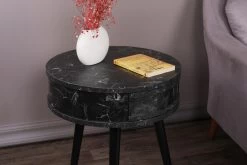 Vella Bijzettafel | Houten Frame | Melamine Bovenblad | 51cm Diameter | Zwart -Songmics Winkel 974NMB1238 20 204 220f