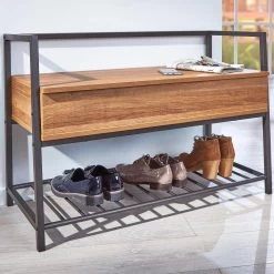 Schoenenbank Shoeplace Industrieel - Antraciet/eik
