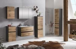 Badkamercombinatie Kornel 1 2-delig Met Witte Wastafel - Grafietgrijs/eik -Songmics Winkel A1013.3183 3 2c00