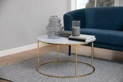 Salontafel Dejan ø80cm - Goud/wit Marmer -Songmics Winkel A6B2C337 3C00 4B58 8E6F D12929E3690E 56b1