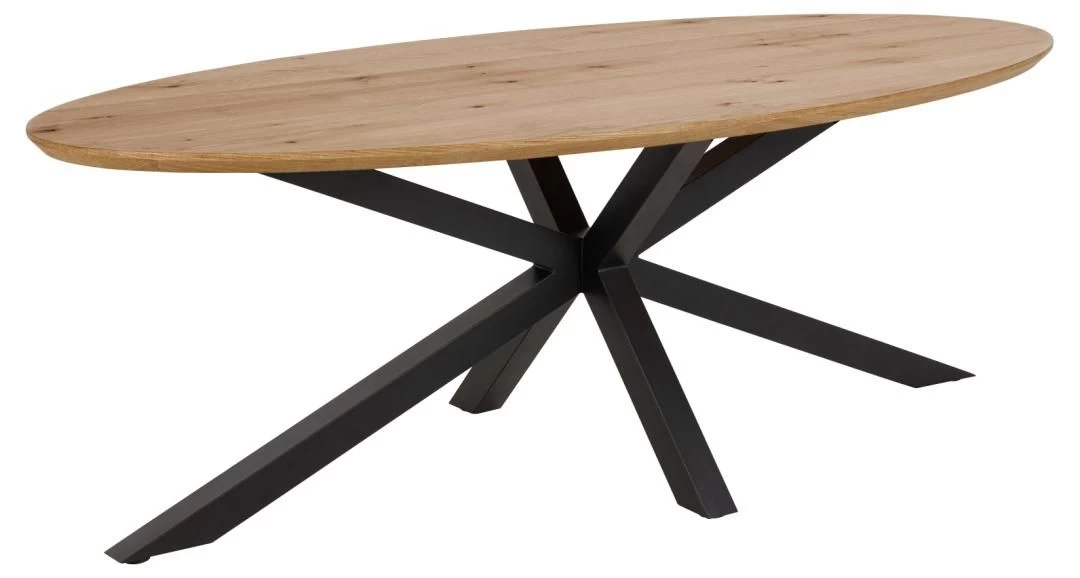 Wild Eiken Ovale Eettafel, Zwart Kruisvoet, 220x100cm 10 Wild Eiken Ovale Eettafel, Zwart Kruisvoet, 220x100cm - Afbeelding 8