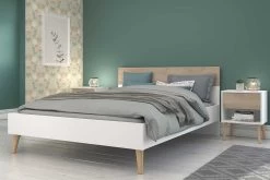 Tweepersoonsbed Hardy 140x200 - Wit/eik -Songmics Winkel AALBORG 3500 L140 CH1T d50e