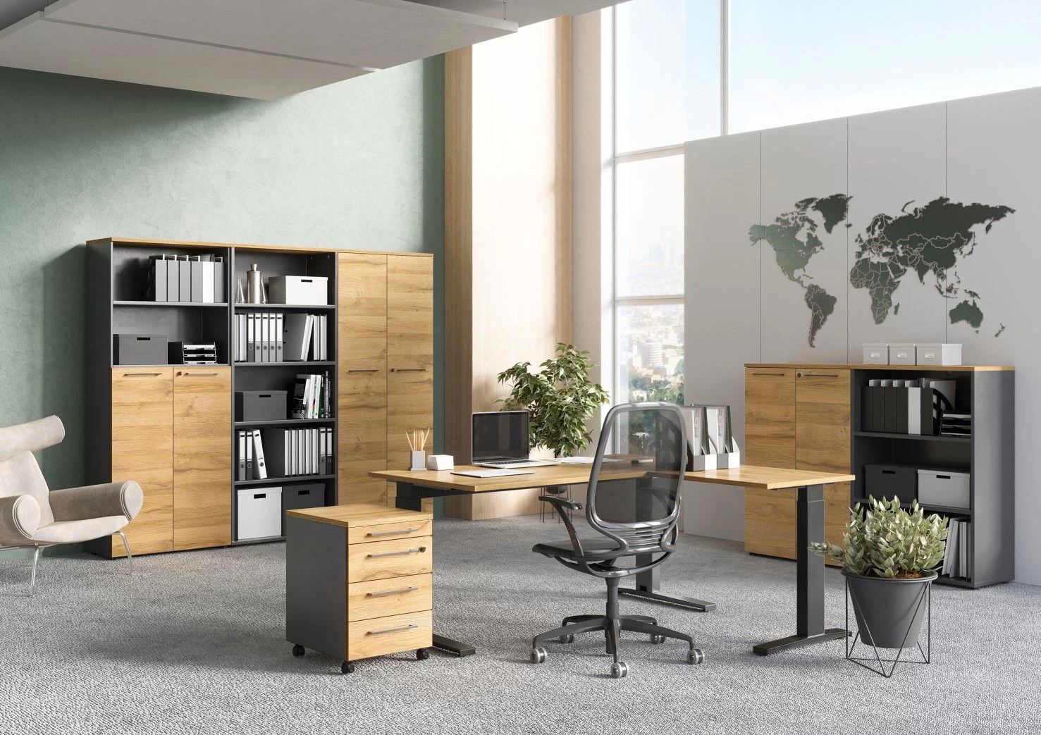 Ladeblok Osmond 4 Lades - Eik/grafiet 6 Ladeblok Osmond 4 Lades - Eik/grafiet - Afbeelding 4