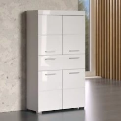 Hoge Kast Amanda/Mando/Bea | 73 X 31 X 130 Cm | High Glossy White -Songmics Winkel Amanda BD 1393 107 01 dynamisch 20221124 5a12