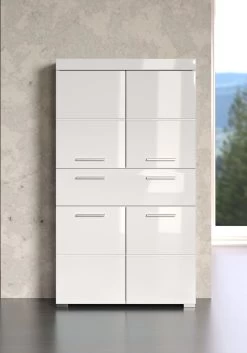 Hoge Kast Amanda/Mando/Bea | 73 X 31 X 130 Cm | High Glossy White -Songmics Winkel Amanda BD 1393 107 01 frontal 20221124 4a1c