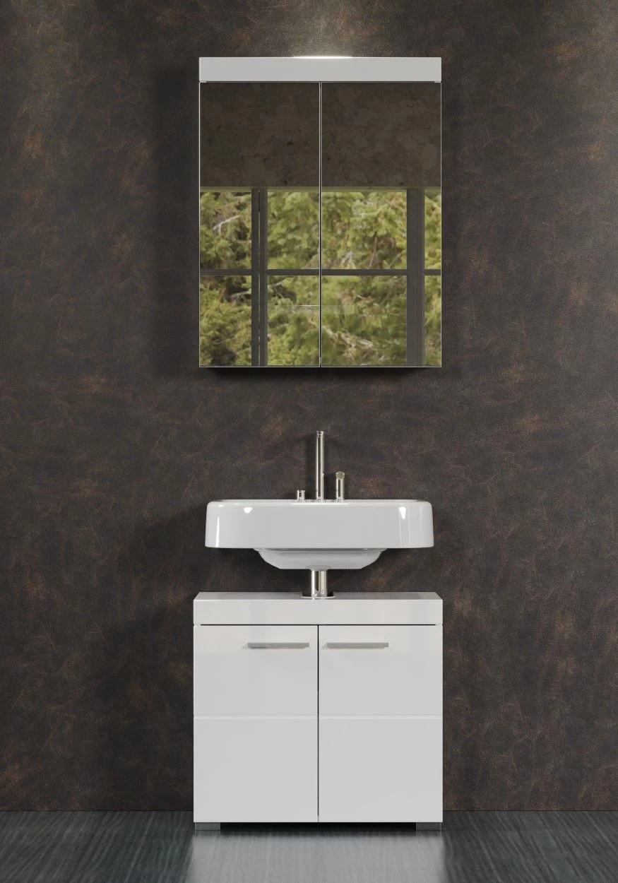 Opbergoplossing Amanda Voor Badkamers | Boven- En Onderkasten Voor Wastafel | High Glossy White 5 Opbergoplossing Amanda Voor Badkamers | Boven- En Onderkasten Voor Wastafel | High Glossy White - Afbeelding 3