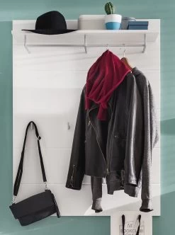 Garderobepaneel Amanda | 91 X 27 X 120 Cm | High Glossy White -Songmics Winkel Amanda GD 1393 440 01 frontal mit Deko 714d