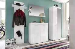 Garderobeset Amanda | Paneel, Spiegel, Opberg- En Kolomkast | High Glossy White -Songmics Winkel Amanda GD 1393 911 01 dynamisch mit Deko 06e9