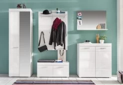 Garderobeset Amanda | Paneel, Spiegel, Opberg-, Schoenen- En Kolomkast | High Glossy White -Songmics Winkel Amanda GD 1393 913 01 frontal mit Deko 98fc