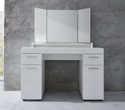 Bureau- En Kaptafel Amanda Met Spiegel | 120 X 41 X 141 Cm | Melaminegecoat | High Glossy White -Songmics Winkel Amanda SMT 1393 014 01 frontal 20190827 7497