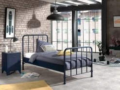 Nachtkastje Bronxx Locker Metaal 40x60 - Mat Blauw Denim -Songmics Winkel BRCOBE0107 2121