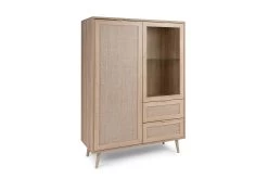 Buffetkast Bilal 102cm 2 Deuren & 2 Lades - Eik/geprint Rafia -Songmics Winkel Bali 53A Highboard perspektive cf2c