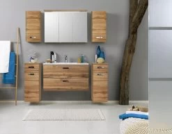 Spiegelkast Bobbi 120cm Model 1 3 Deuren & Ledverlichting - Eik -Songmics Winkel Bologna Milieu A2 wotan 3 12cd