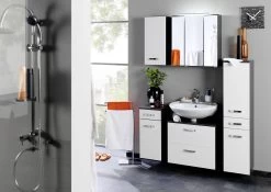 Hangkastje Bobbi 30cm 1 Deur - Grafiet/hoogglans Wit -Songmics Winkel Bologna Milieu B2 5890